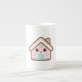 Niedlich Gingerbread House Cartoon Illustration Prozellantasse
