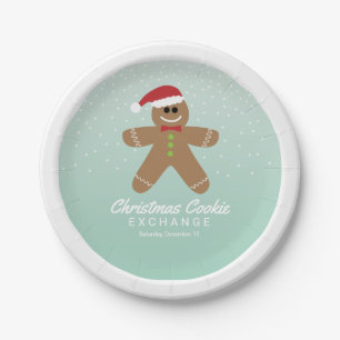 Niedlich Gingerbread Man Christmas Cookie Exchange Pappteller
