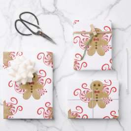 Niedlich Gingerbread Man & Peppermint Weihnachten Geschenkpapier Set