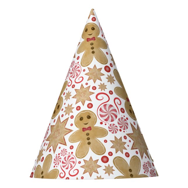 Niedlich Gingerbread Man & Peppermint Weihnachten Partyhütchen (Vorderseite)