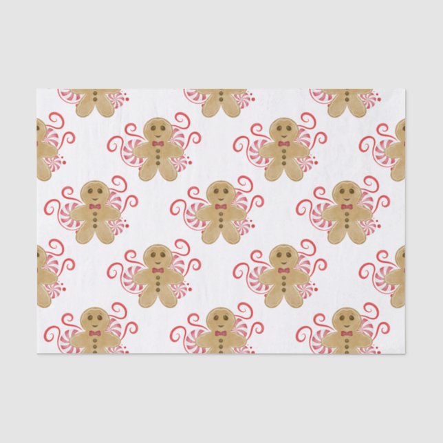 Niedlich Gingerbread Man & Peppermint Weihnachten Seidenpapier (Vorderseite)