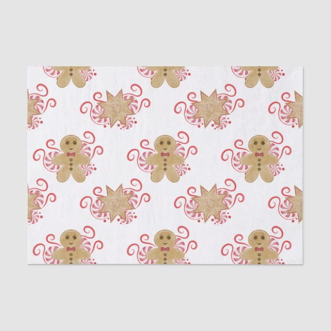 Niedlich Gingerbread Man & Peppermint Weihnachten Seidenpapier (Vorderseite)