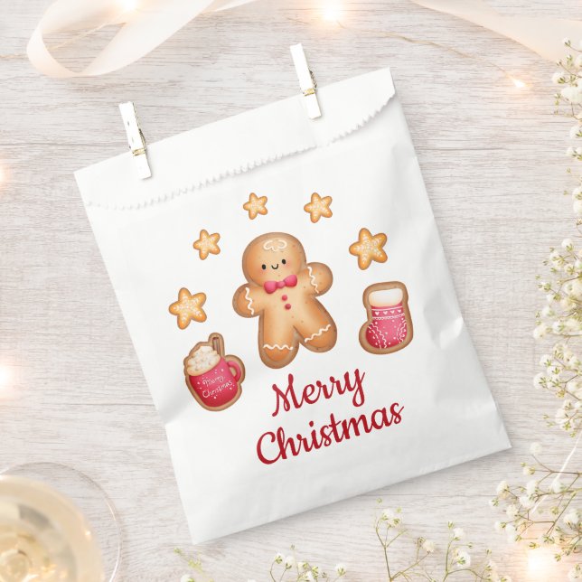 Niedlich Gingerbread Mann Frohe Weihnachten Geschenktütchen (Ausgeschnitten)