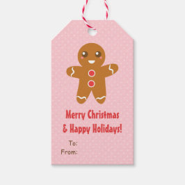 Niedlich Gingerbread Mann Weihnachten Pink Gift Ta Geschenkanhänger