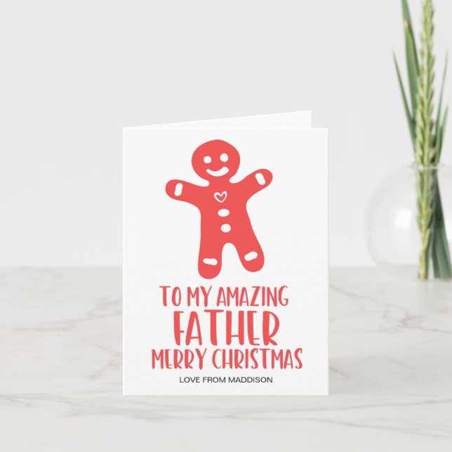 Niedlich Gingerbread Mann Weihnachtsgrüße für Vate Karte (Vorderseite)