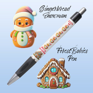 Niedlich Gingerbread Snowman Cartoon Graphic White Kugelschreiber