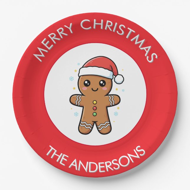 Niedlich Gingerbrei Man Custom Christmas Pappteller (Vorderseite)