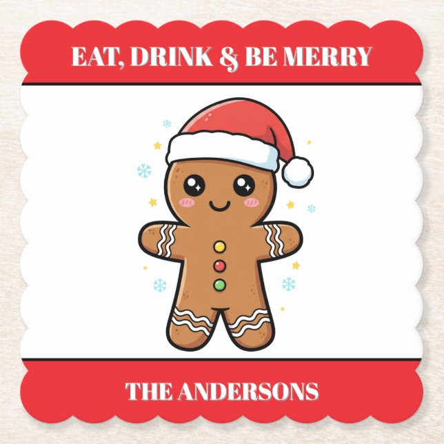 Niedlich Gingerbrei Man Custom Christmas Untersetzer (Vorderseite)