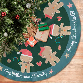 Niedlich Gingerbrei Man Holiday Rustic Green Custo Polyester Weihnachtsbaumdecke