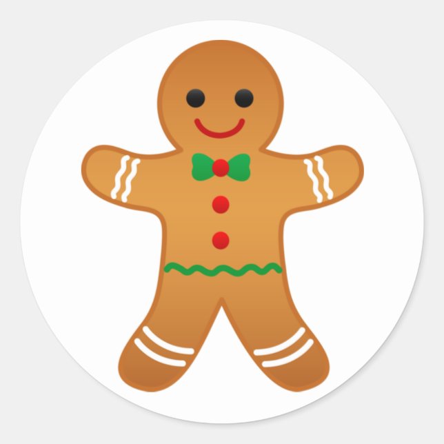 Niedlich Gingerbrei Man Weihnachtsaufkleber Runder Aufkleber (Vorderseite)