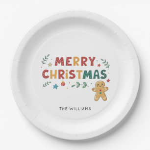 Niedlich Gingerbrei Mann Personalisiert Weihnachte Pappteller