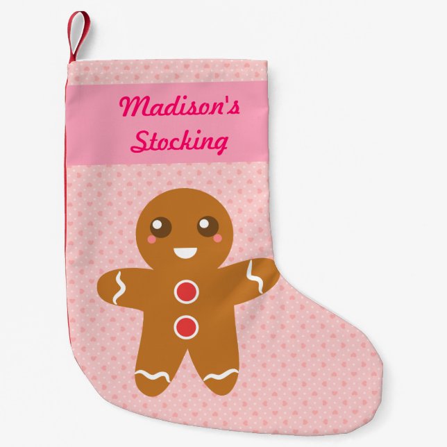 Niedlich Gingerbrei Mann Weihnachten Personalisier Kleiner Weihnachtsstrumpf (Vorderseite)