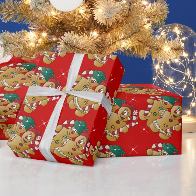Niedlich Gingerbrei Weihnachtscouch Geschenkpapier (Feiertage)