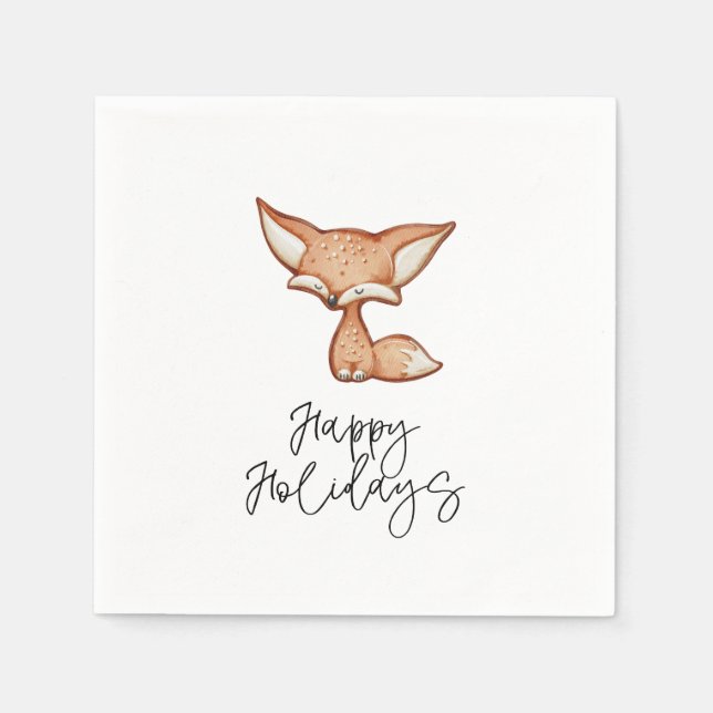 Niedlich Gingerbrot Fox Holiday Napkin Serviette (Vorderseite)