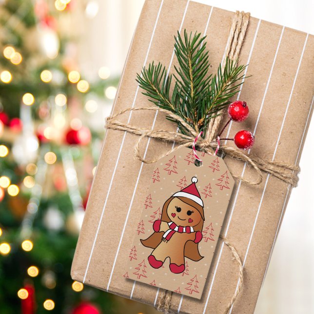 Niedlich Gingerbrot Girl Holiday Cookie Kraft Geschenkanhänger (Von Creator hochgeladen)