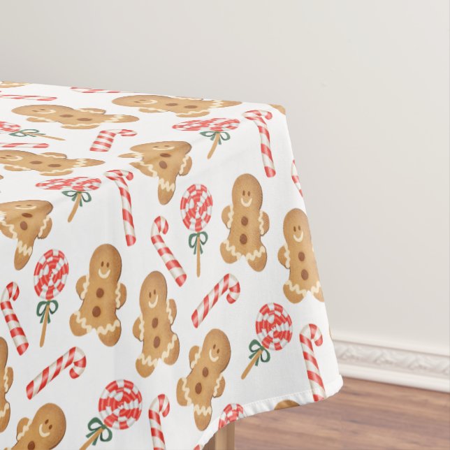 Niedlich Gingerbrot Man Candy Canes Holiday Patter Tischdecke (Beispiel)