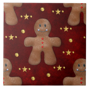 Niedlich Gingerbrot Mann Weihnachten Fliese