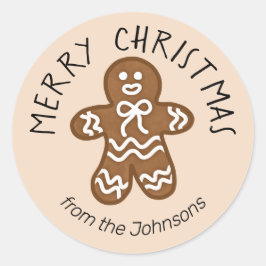 Niedlich Gingerbrot Mann Weihnachten Runder Aufkleber