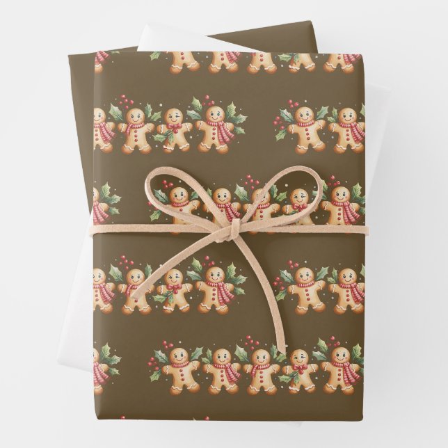 Niedlich Gingerbrot Mann Weihnachten Weihnachtsfes Geschenkpapier Set (Beispiel)