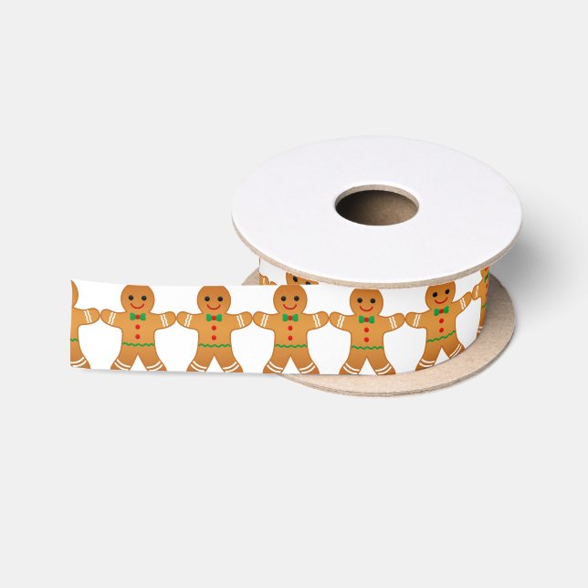 Niedlich Gingerbrot Men Pattern Weihnachtsband Satinband (Spule)