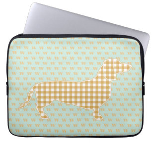 Niedlich Gingham Dackel Monogram Duck Blue Laptopschutzhülle
