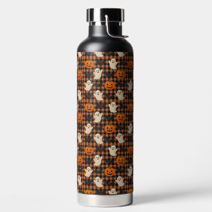 Niedlich, Gingham-halloween-Geist-Kürbisbäume Trinkflasche
