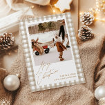 Niedlich Gingham Kariert Custom Foto Christmas Feiertagskarte<br><div class="desc">Niedlich Gingham Kariert Custom Foto Weihnachtskarte</div>
