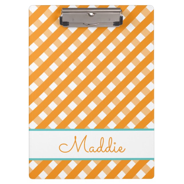 Niedlich Gingham Personalisiert Clipboard Klemmbrett (Vorderseite)