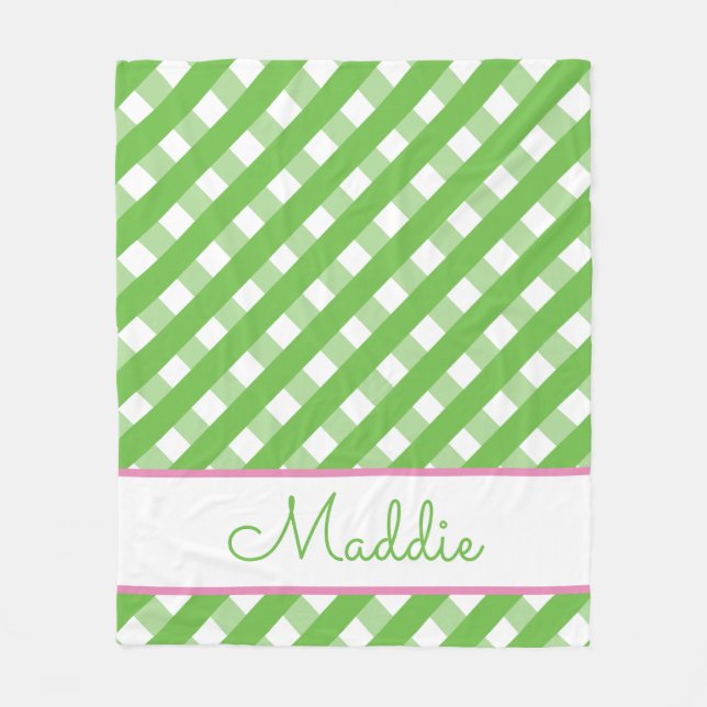 Niedlich Gingham Personalisiert Fleece Blanket (Vorderseite)