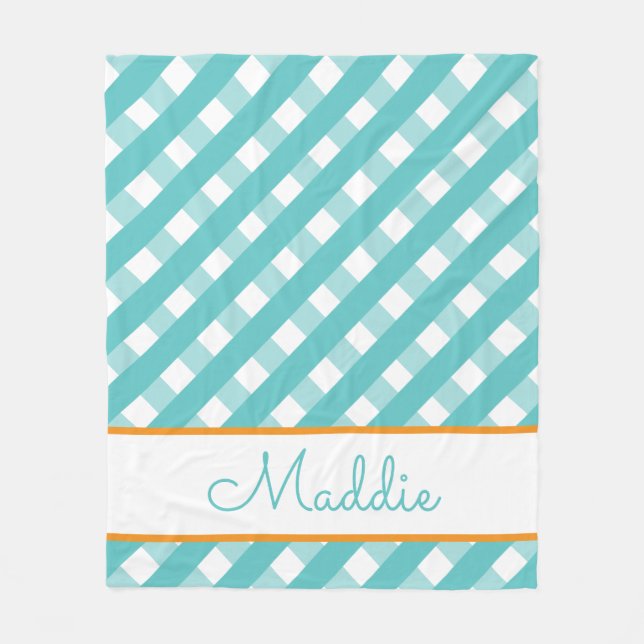 Niedlich Gingham Personalisiert Fleece Blanket (Vorderseite)