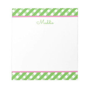 Niedlich Gingham Personalisiert Notepad Notizblock