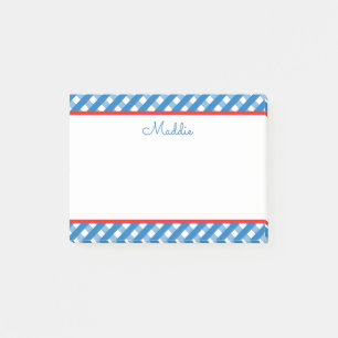 Niedlich Gingham Personalisiert Notepad Post-it Klebezettel