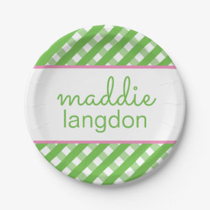 Niedlich Gingham Personalisiert Party Teller