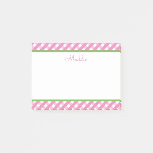 Niedlich Gingham Personalisiert Post-it Notepad Post-it Klebezettel (Vorderseite)