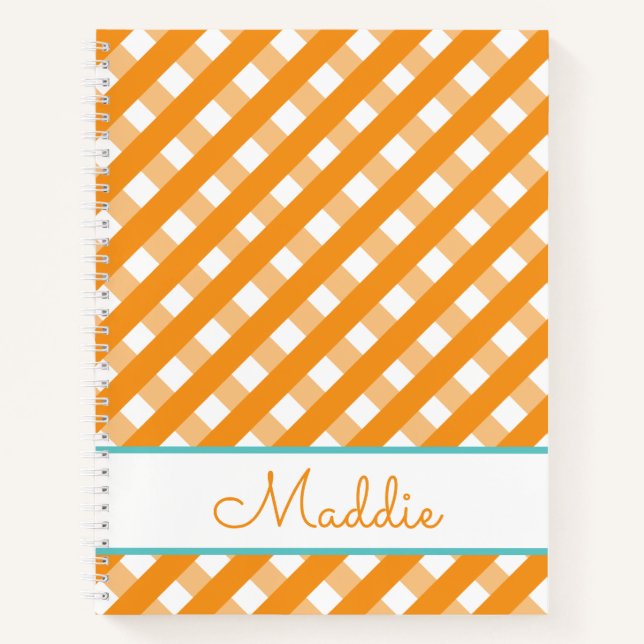 Niedlich Gingham Personalisiert Spiral Notebook Notizbuch (Vorderseite)
