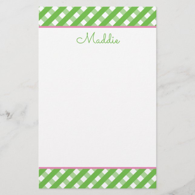 Niedlich Gingham Personalisiert Stationery (Vorderseite)