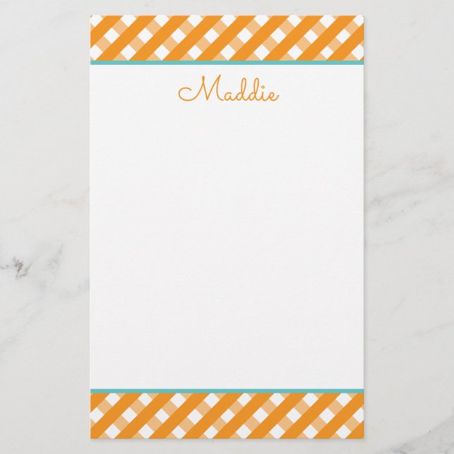 Niedlich Gingham Personalisiert Stationery (Vorderseite)