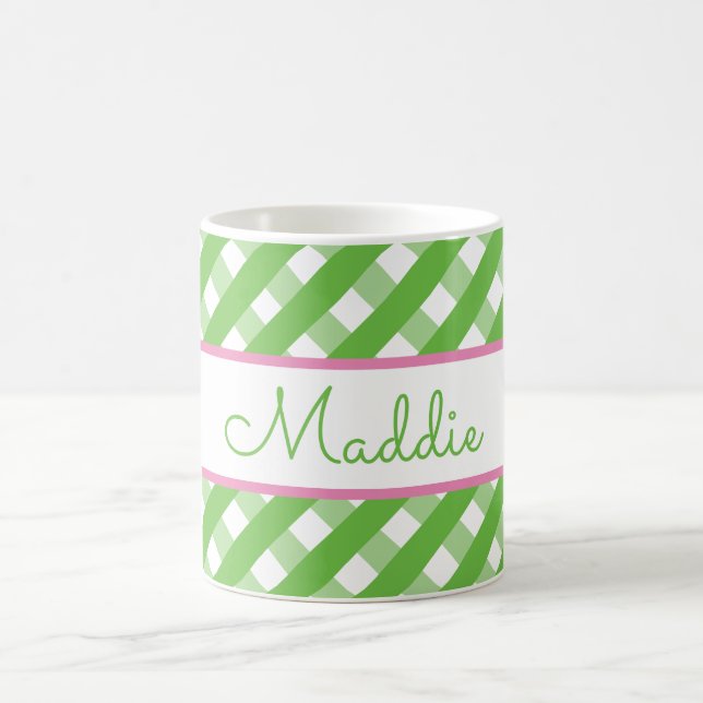 Niedlich Gingham Personalisierte Mug Kaffeetasse (Mittel)