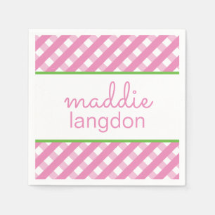 Niedlich Gingham Personalisiertes Party Napkins Serviette
