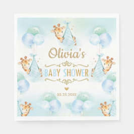 Niedlich Giraffe Boy Baby Dusche Blue Paper Napkin Serviette