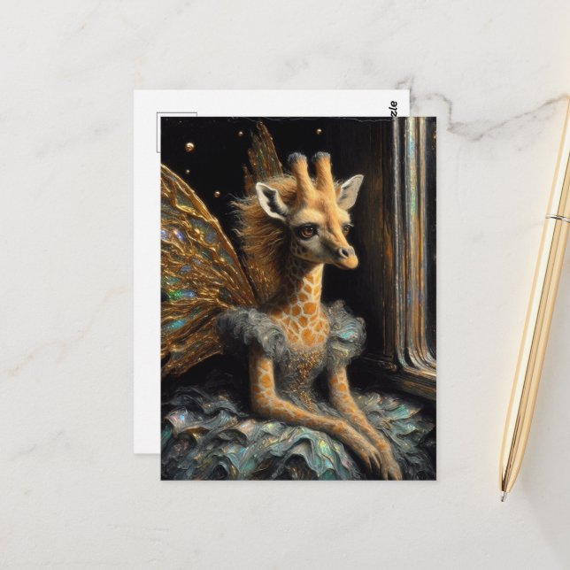 Niedlich Giraffe Fairy Postkarte (Vorderseite/Rückseite Beispiel)