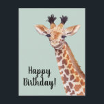 Niedlich Giraffe Happy Birthday Postkarte<br><div class="desc">Niedliche Babygiraffe Geburtstagskarte. Anpassbar! Original-Kunstwerk von Komila Y.</div>