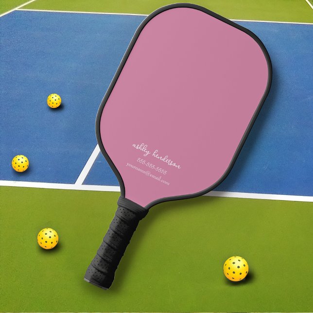Niedlich Giralrosa Monogramm Name + Kontaktinforma Pickleball Schläger (Von Creator hochgeladen)