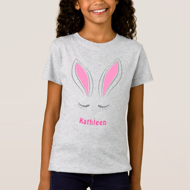 Niedlich Giralrosa Ostersonnige Ohren T-Shirt (Vorderseite)