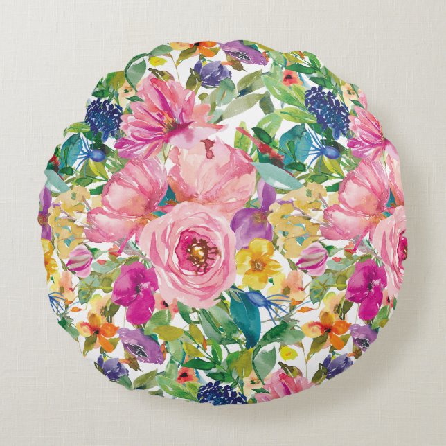 Niedlich Giralrosa Rundes Kissen (Vorderseite)