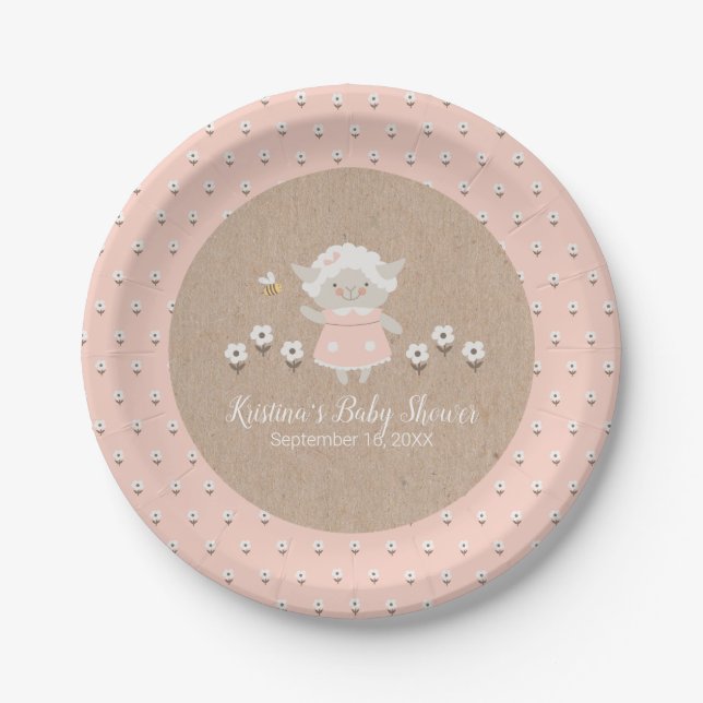 Niedlich Girl Baby Dusche Pappteller (Vorderseite)