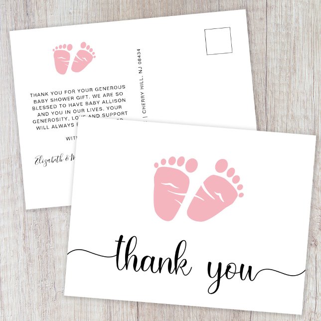 Niedlich Girl Baby Dusche Vielen Dank Postkarte (Von Creator hochgeladen)