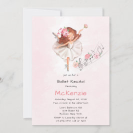 Niedlich Girl Ballerina mit dem Titel Music Ballet Einladung