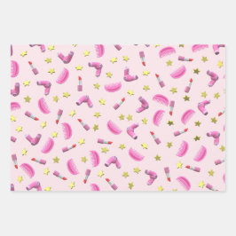 niedlich Girl Beauty Icon Muster Scatter Star Geschenkpapier Set