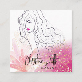 Niedlich Girl Blush Pink Funkelnd Glitzer Makeup Q Quadratische Visitenkarte